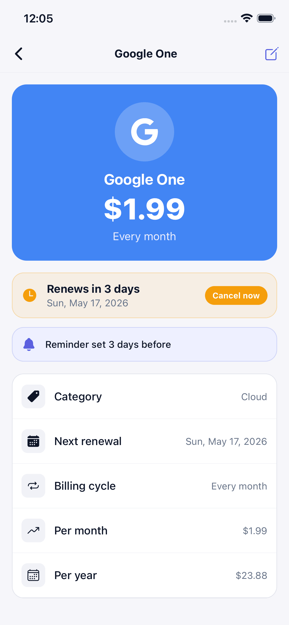 SubsLexa: Subscription Tracker preview